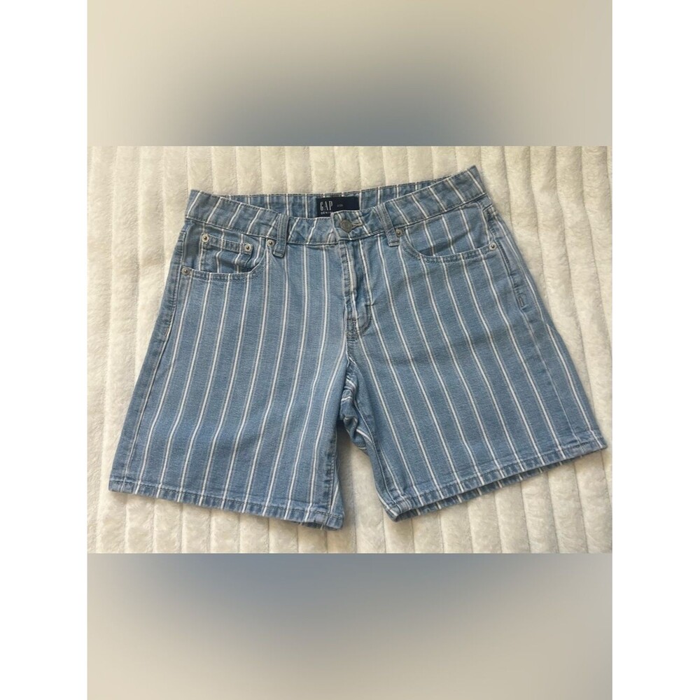 GAP Light Blue Striped Denim Shorts 2/26